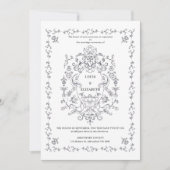 Floral Crest Ornament Border Romantisch Kaart (Voorkant)