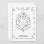 Floral Crest Ornament Border Romantisch Kaart (Voorkant / Achterkant)