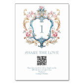  Floral Crest QR Code Foto delen Kaart (Achterkant)