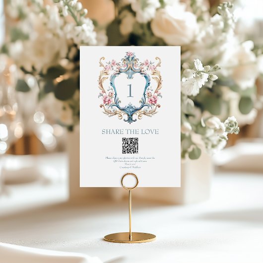  Floral Crest QR Code Foto delen Kaart