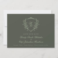  Floral Crest Sage op Olive Monogram Foto