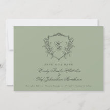  Floral Crest Sage op Olive Monogram Foto