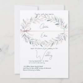 Floral Crest Shabby Chique Typografie bruiloft Kaart