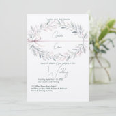 Floral Crest Shabby Chique Typografie bruiloft Kaart (Staand voorkant)