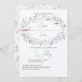 Floral Crest Shabby Chique Typografie bruiloft Kaart (Voorkant / Achterkant)