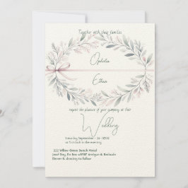 Floral Crest Shabby Chique Typografie bruiloft Kaart