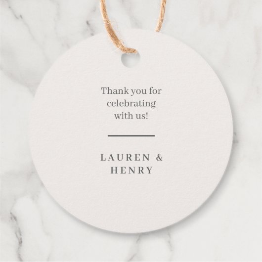 Floral Crest Waterverf Monogram Bruiloft Bedankjes Labels (Achterkant)