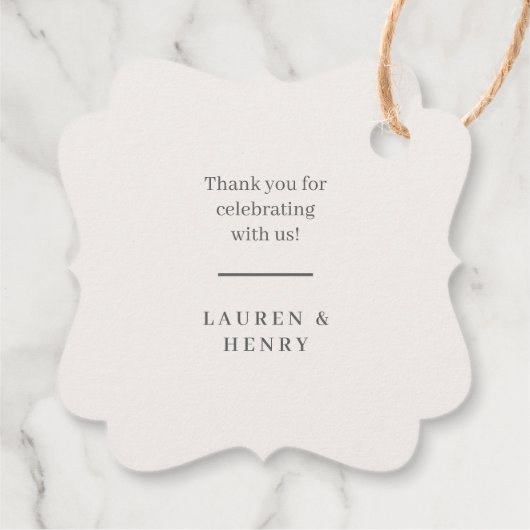 Floral Crest Waterverf Monogram Bruiloft Bedankjes Labels (Achterkant)