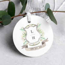 Floral Crest Waterverf Monogram Bruiloft