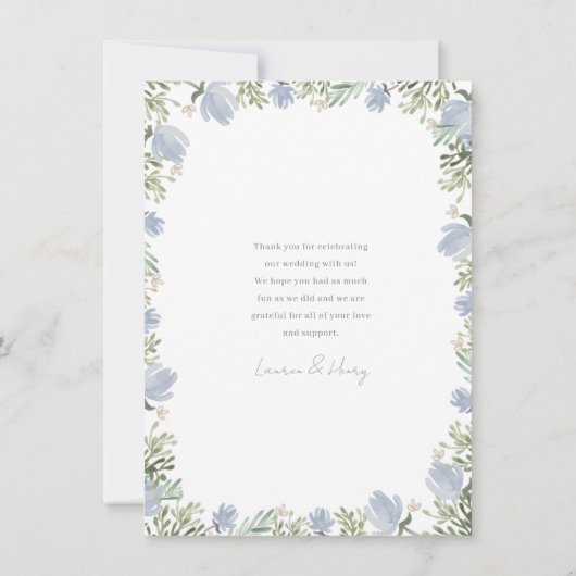 Floral Crest Waterverf Monogram Bruiloft Flat Bedankkaart (Achterkant)