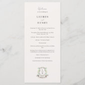 Floral Crest Waterverf Monogram Bruiloft Programmakaart (Voorkant)