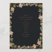 Floral Crest Waterverf Monogram Bruiloft Programmakaart (Achterkant)