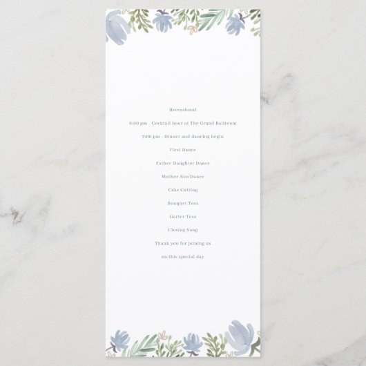 Floral Crest Waterverf Monogram Bruiloft Programmakaart (Achterkant)