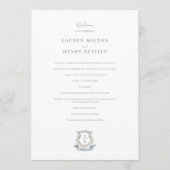 Floral Crest Waterverf Monogram Bruiloft Programmakaart (Voorkant)