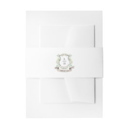 Floral Crest Waterverf Monogram Bruiloft Uitnodigingen Wikkel