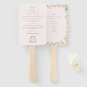 Floral Crest Waterverf Monogram Trouwprogramma Handwaaier (Voorkant en achterkant)