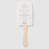 Floral Crest Waterverf Monogram Trouwprogramma Handwaaier (Voorkant)