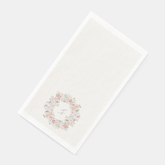 Floral Crest Wedding Monogram Servet (Hoek)