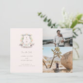 Floral Crest Wedding Save The Date (Staand voorkant)