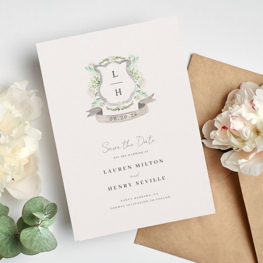 Floral Crest Wedding Save The Date