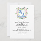 Floral Crest Wedding Uitnodiging (Voorkant)