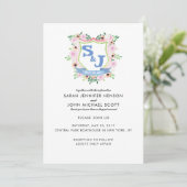 Floral Crest Wedding Uitnodiging (Staand voorkant)
