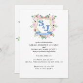 Floral Crest Wedding Uitnodiging (Voorkant / Achterkant)