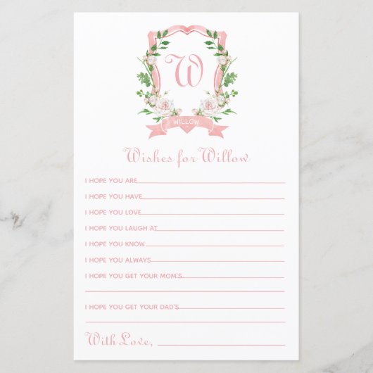 Floral Crest wenst Baby (Voorkant)