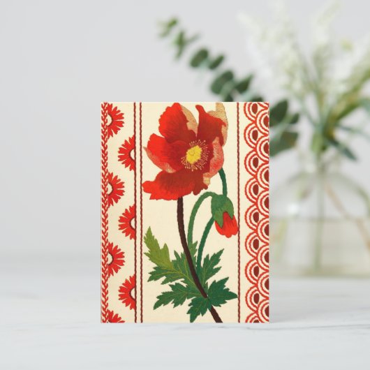 Floral Crewel Embroidery Briefkaart (Staand voorkant)
