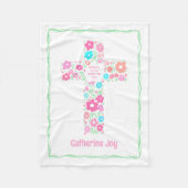 Floral Cross Baptism Baby Blanket Christening Gift Fleece Deken (Voorkant)