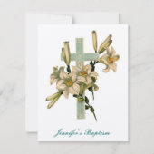 Floral Cross Baptism Uitnodiging (Voorkant)