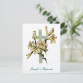 Floral Cross Baptism Uitnodiging (Staand voorkant)