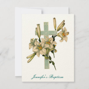 Floral Cross Baptism Uitnodiging