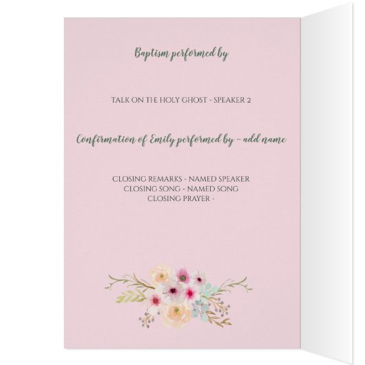 Floral Cross BAUTIZO Bautismo Baptism Programme (Binnen (Links))