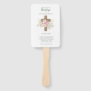 Floral Cross BAUTIZO Bautismo Baptism Programme Handwaaier