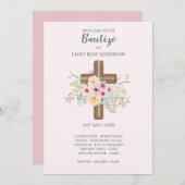 Floral Cross BAUTIZO Bautismo Baptism Programme Programmakaart (Voorkant / Achterkant)