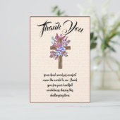 Floral Cross Bedankt bericht voor uw condoleances (Staand voorkant)