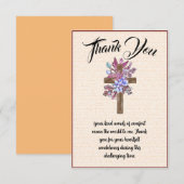 Floral Cross Bedankt bericht voor uw condoleances (Voorkant / Achterkant)