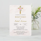 Floral cross beige Spanish baptism Kaart (Staand voorkant)