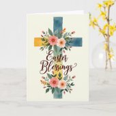 Floral Cross Blessings Card Kaart (Gele Bloem)