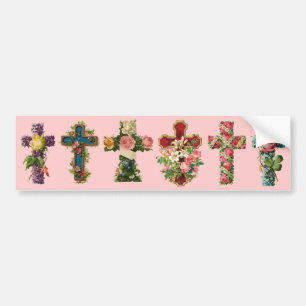 Floral Cross Bumpersticker