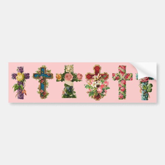Floral Cross Bumpersticker (Voorkant)