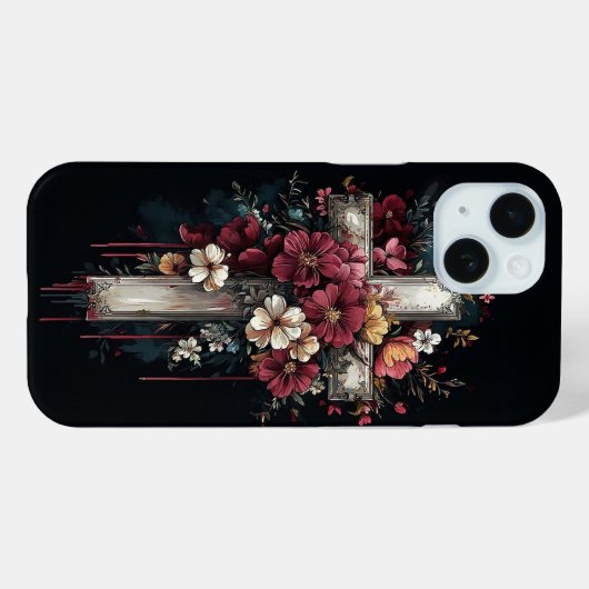 Floral Cross Case-Mate iPhone Case (Achterkant (horizontaal))