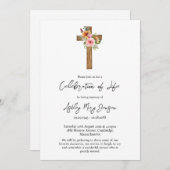 Floral Cross Celebration of Life Funeral Kaart (Voorkant / Achterkant)