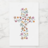 Floral Cross Christelijk Design Sierkussen Voedselcontainer Etiket (Enkel label)