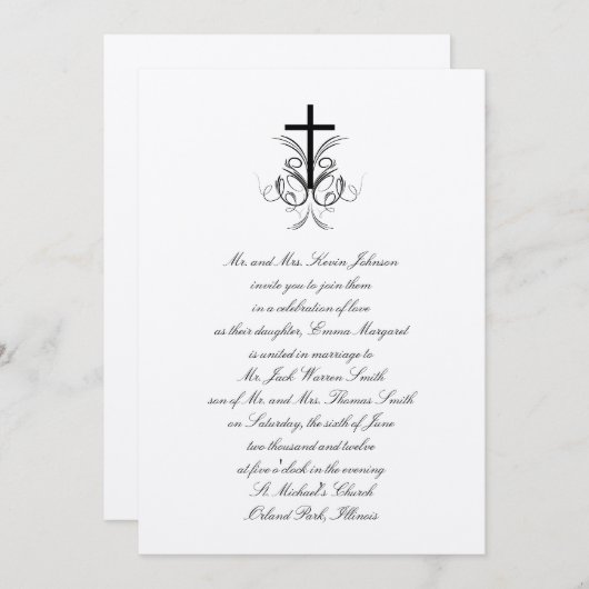 Floral Cross Christelijk Weddenschap Gold Kaart (Voorkant / Achterkant)