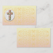 Floral Cross Creamy Peach Damask Sjabloon Business Visitekaartje (Voorkant / Achterkant)