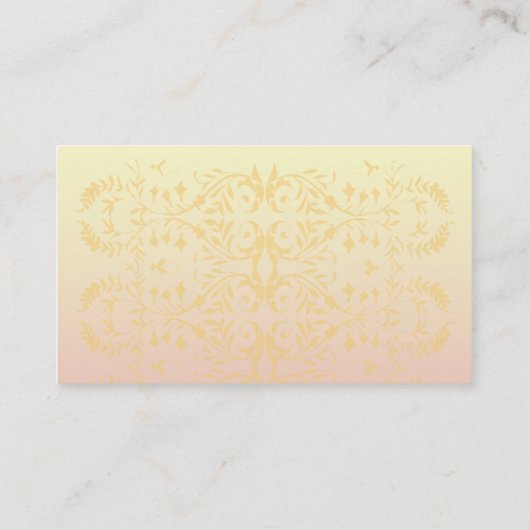 Floral Cross Creamy Peach Damask Sjabloon Business Visitekaartje (Achterkant)