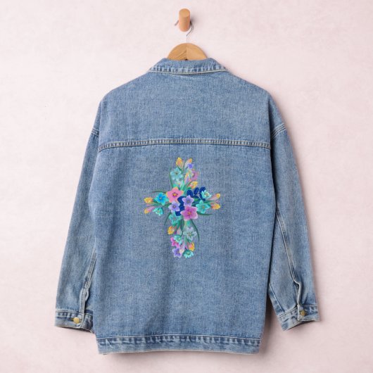 Floral Cross Denim Jacket (Hangar)