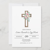 Floral Cross Easter Brunch Kaart (Voorkant)